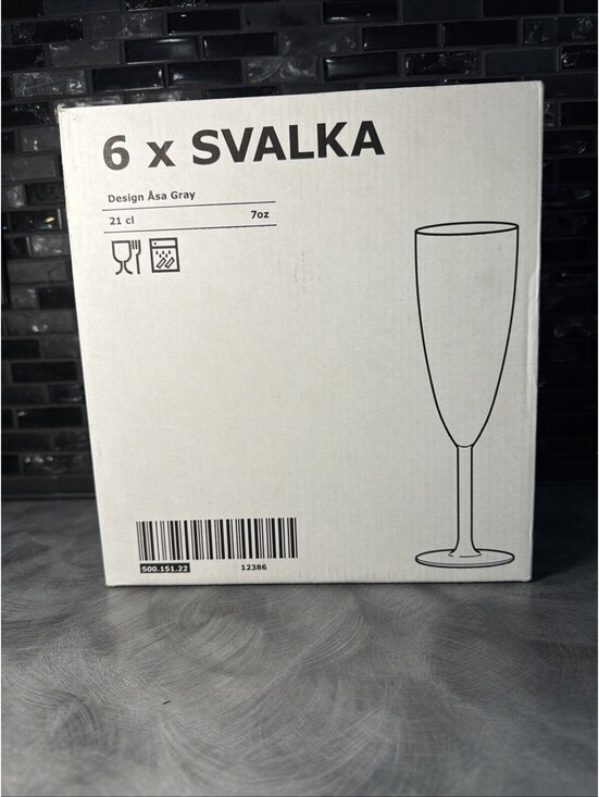 IKEA Other - IKEA Swedish Champagne Flute Clear Glass 6 pack 500.151.22 Tall Slender Åsa Gray